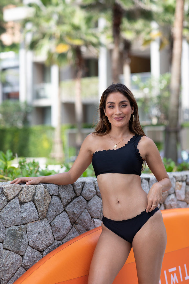 Venus Black Over One Shoulder Top