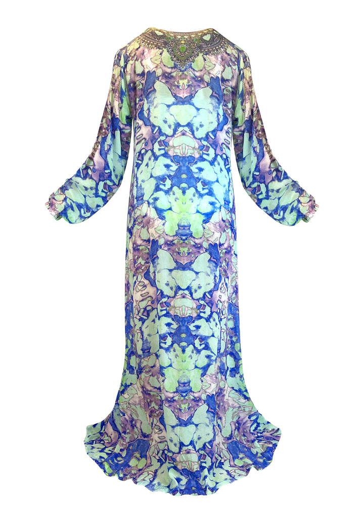 Blue Miracle Front Slit Kaftan-Resort Collection