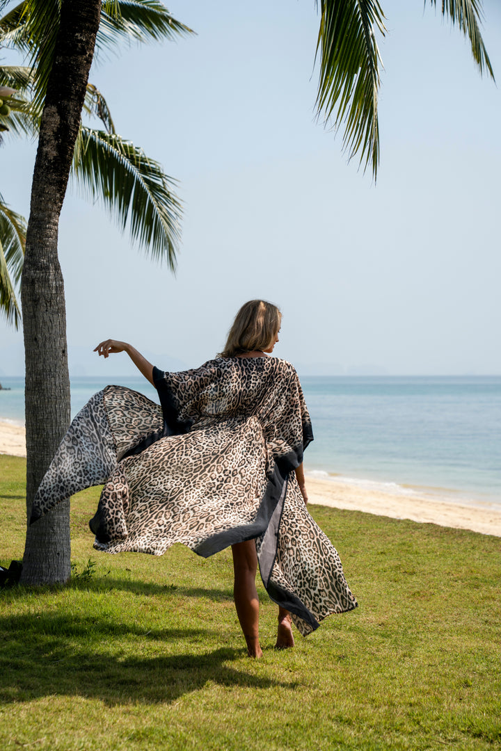 Cheetah Open Maxi Kaftan - Resort Collection