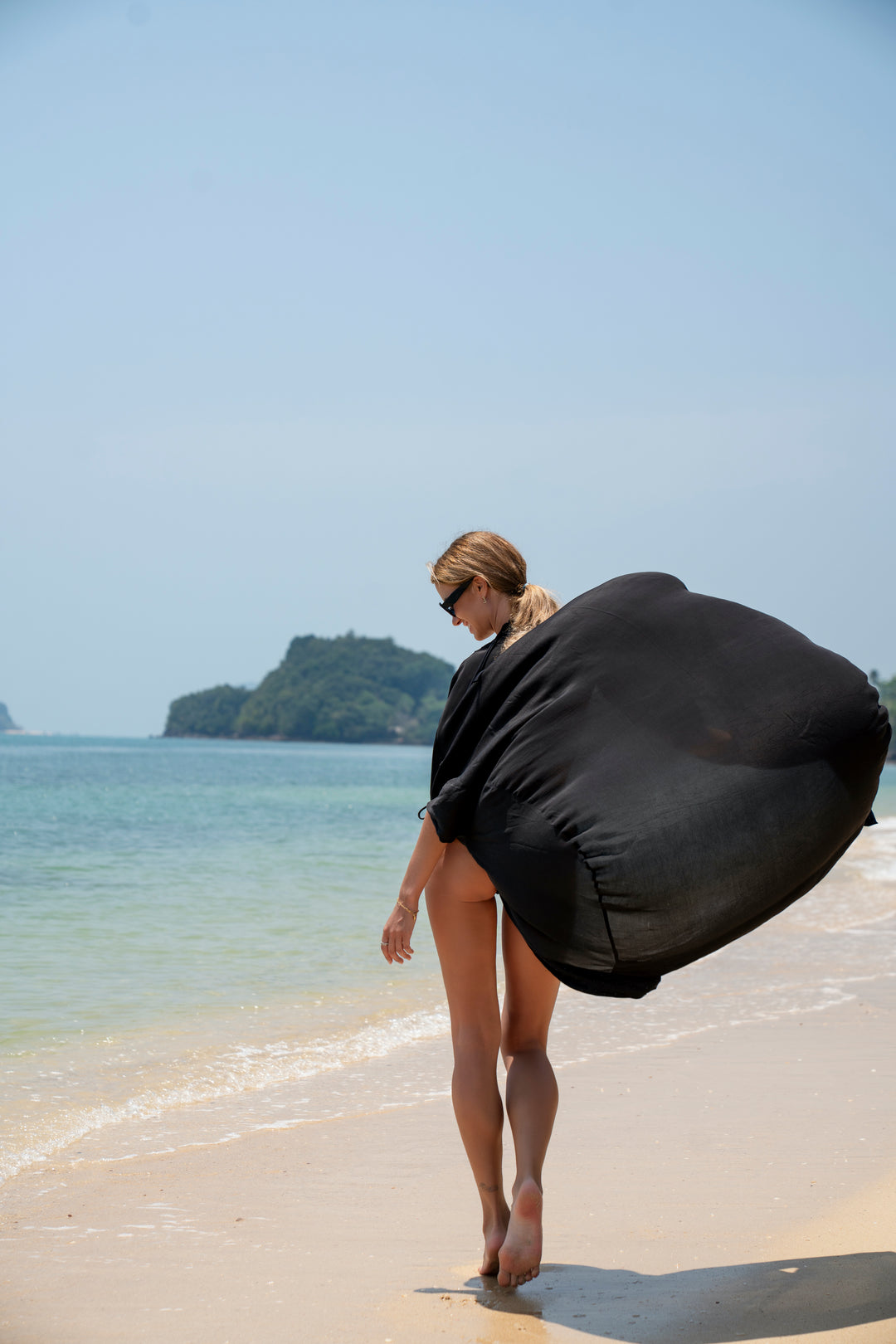 Black Balloon Kimono Ankle Length- Resort Collection