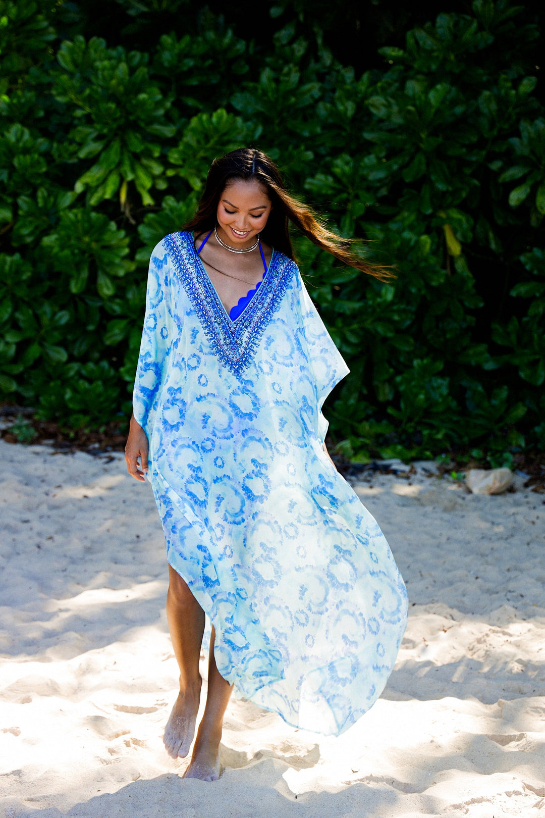 Blue Swirls Godiva Maxi Kaftan - Resort Collection