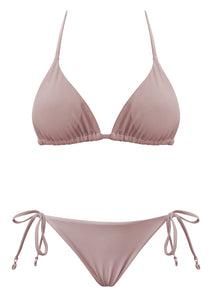 Layan Beach Dusty Pink Slide Triangle Top with Tie Side Bottom