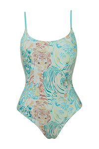 Tiger Spaghetti Adjustable Straps Tank Onepiece