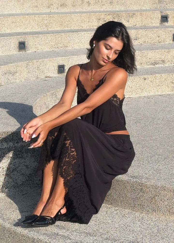 BLACK Skirt with Lace - Resort Collection
