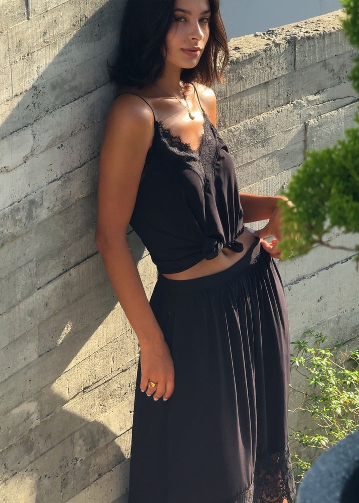 BLACK Skirt with Lace - Resort Collection