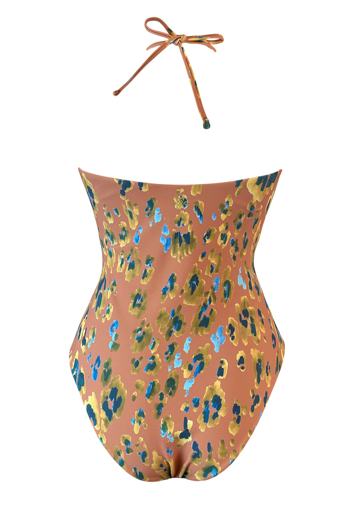 Sahara V Neck One piece w Bamboo Accessory and Removable Cups