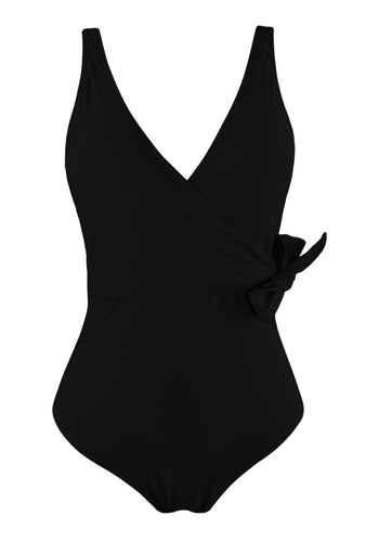 Black Cheetah Wrap Onepiece w Fix Cups and Adjustable Straps