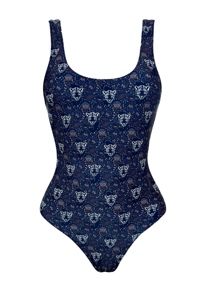 Navy Blue Panther Tank Reversible One Piece