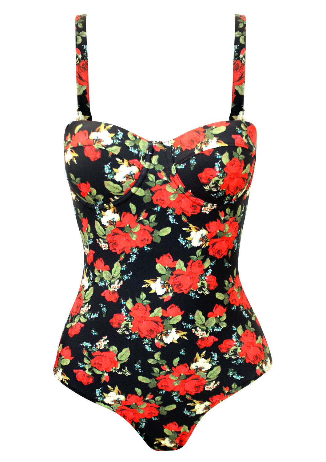 Black Rose Balconet Onepiece with Removable Straps and Cookies