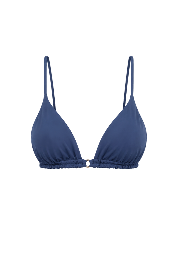 Summer Color Mix - Blue Miracle Double Strap Triangle Bikini Top with Removable Cups