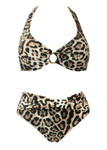 Load image into Gallery viewer, KAANDA CLASSIC Cheetah Underwired Halter Top with Mid Rise Front Twist Bottom
