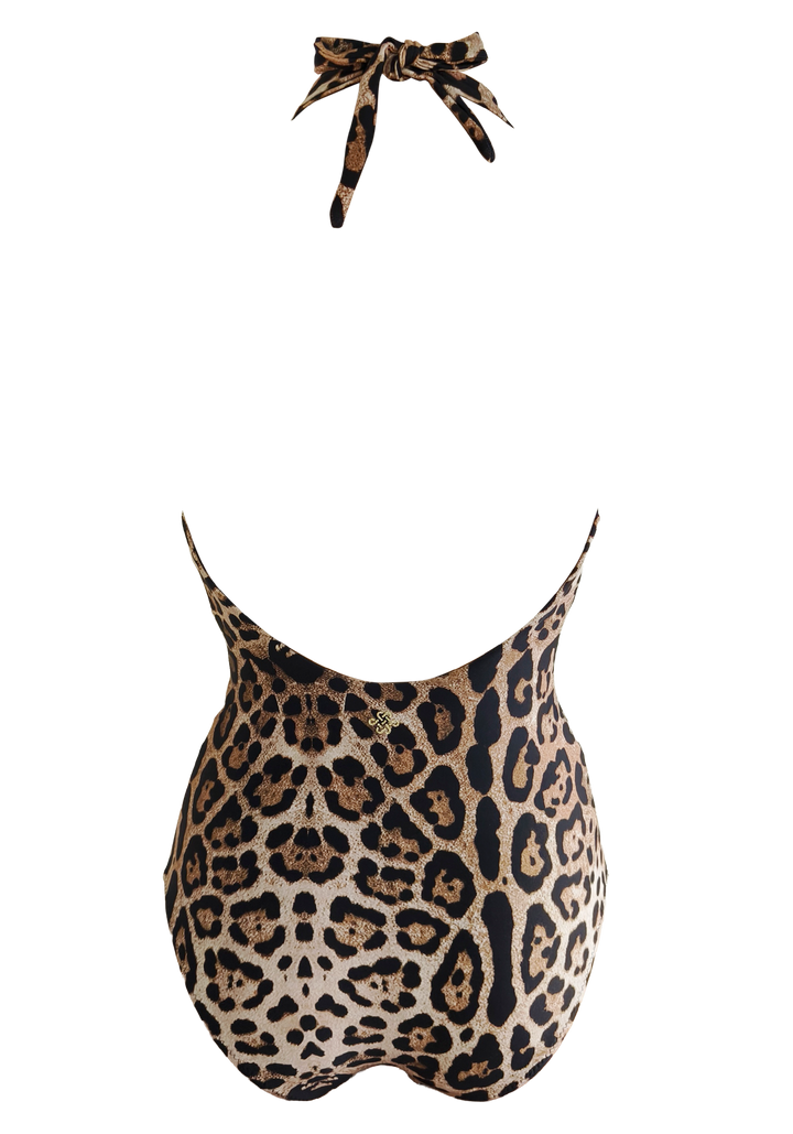 Cheetah Deep Plunge Front Twist One Piece