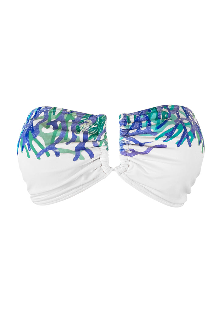 Coral Blue  Bandeau Top w Removable Cups