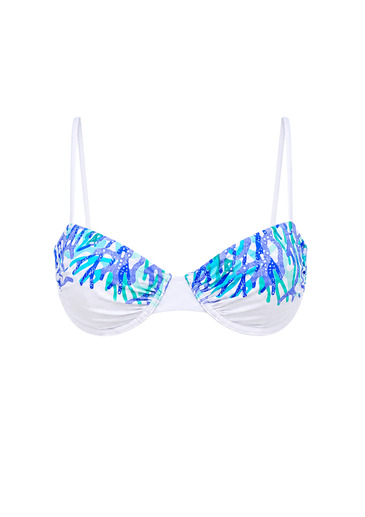 Coral Blue  Half Cups Top w Soft Cups