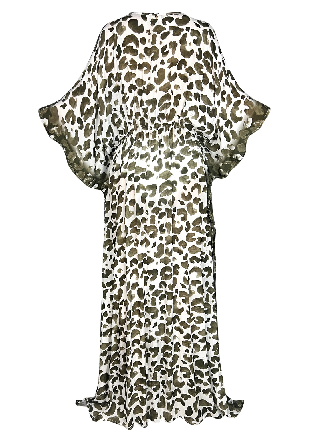 Leo Olive Offener Maxi-Kaftan – Resort-Kollektion
