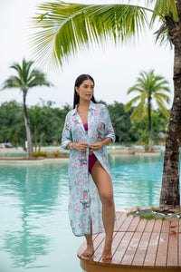Robe chemise bleue Pompéi - Collection Resort