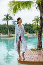 Charger l&#39;image dans la galerie, Robe chemise bleue Pompéi - Collection Resort