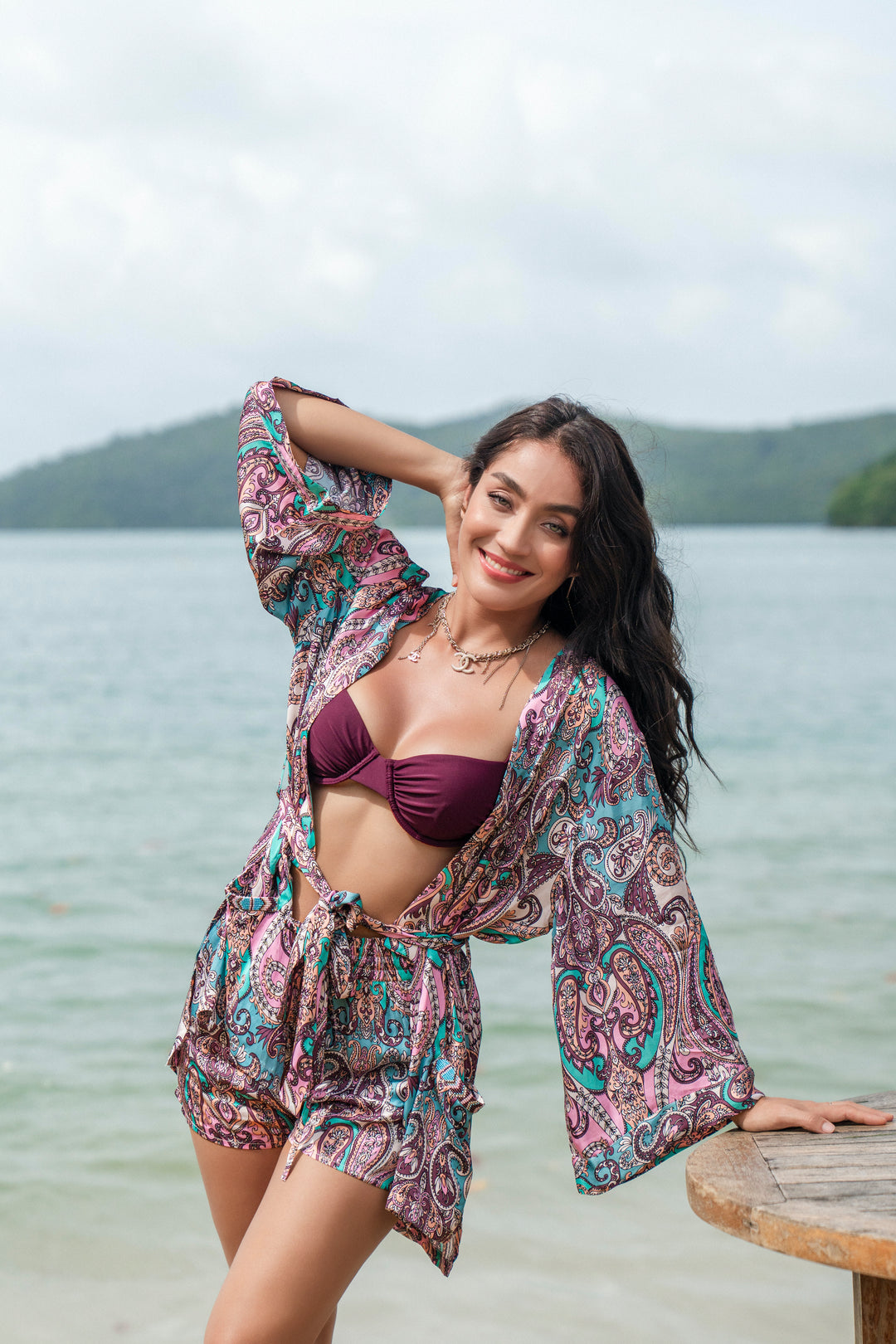 Maroon Hedda Kimono - Resort Collection