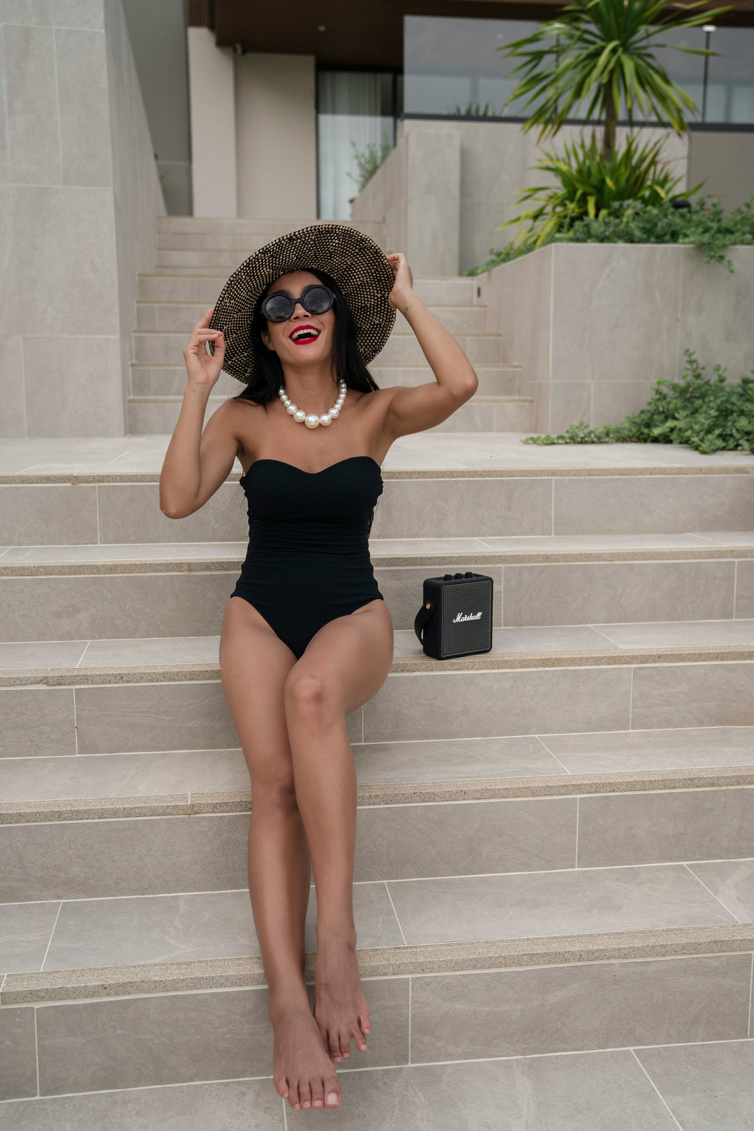 Jet Black Bandeau Mould Cups Onepiece