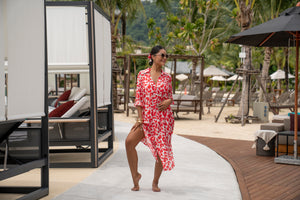 Robe chemise rouge Leo - Collection Resort