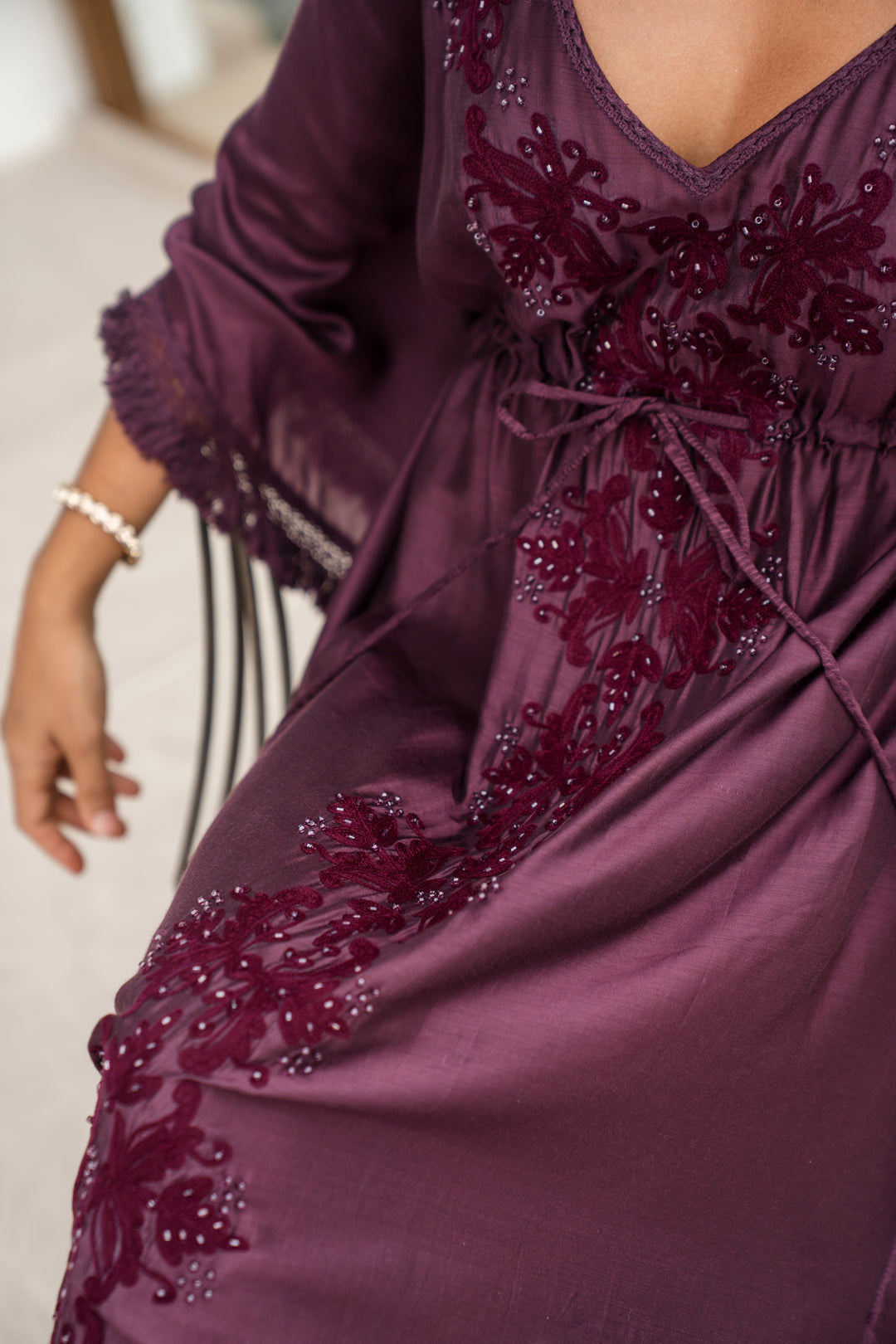 Maroon Maxi Queen Kaftan - Resort Collection