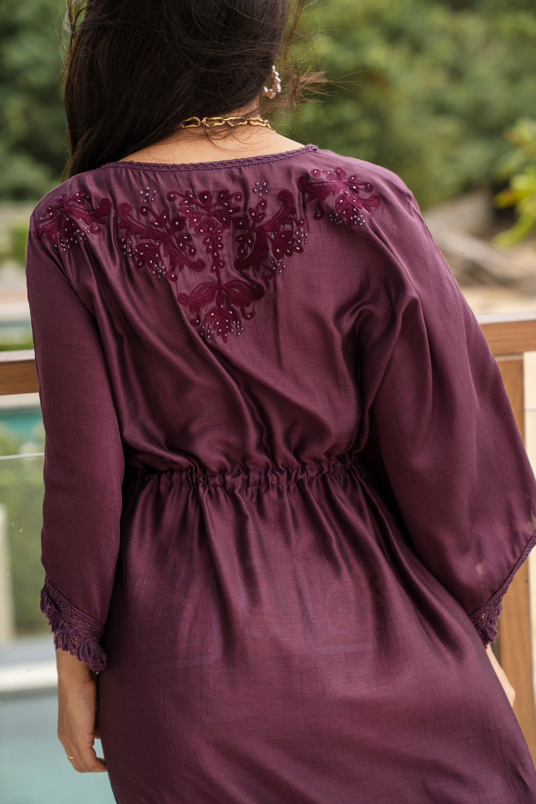 Maroon Maxi Queen Kaftan - Resort Collection