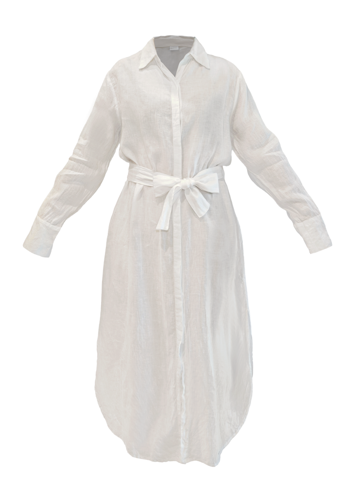 White Linen Shirt Dress