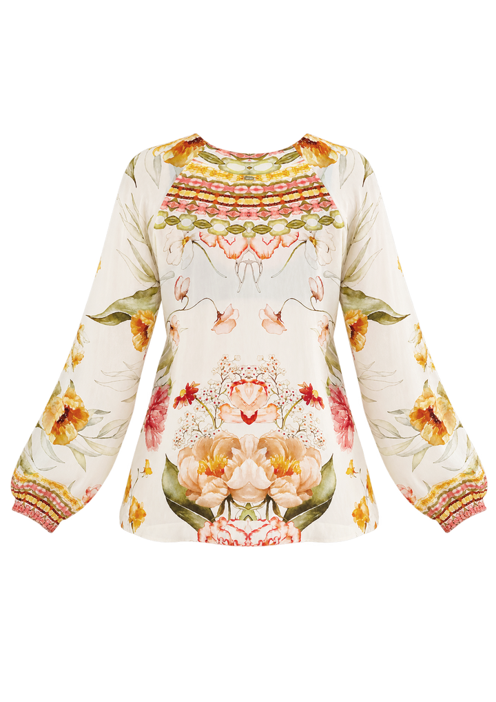 FLORA Lace Up Blouse - Resort Collection