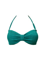 Load image into Gallery viewer, Garden Green Crinkle Bandeau Top w Removable Strips
