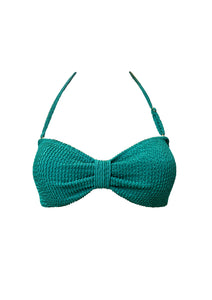 Garden Green Crinkle Bandeau Top w Removable Strips