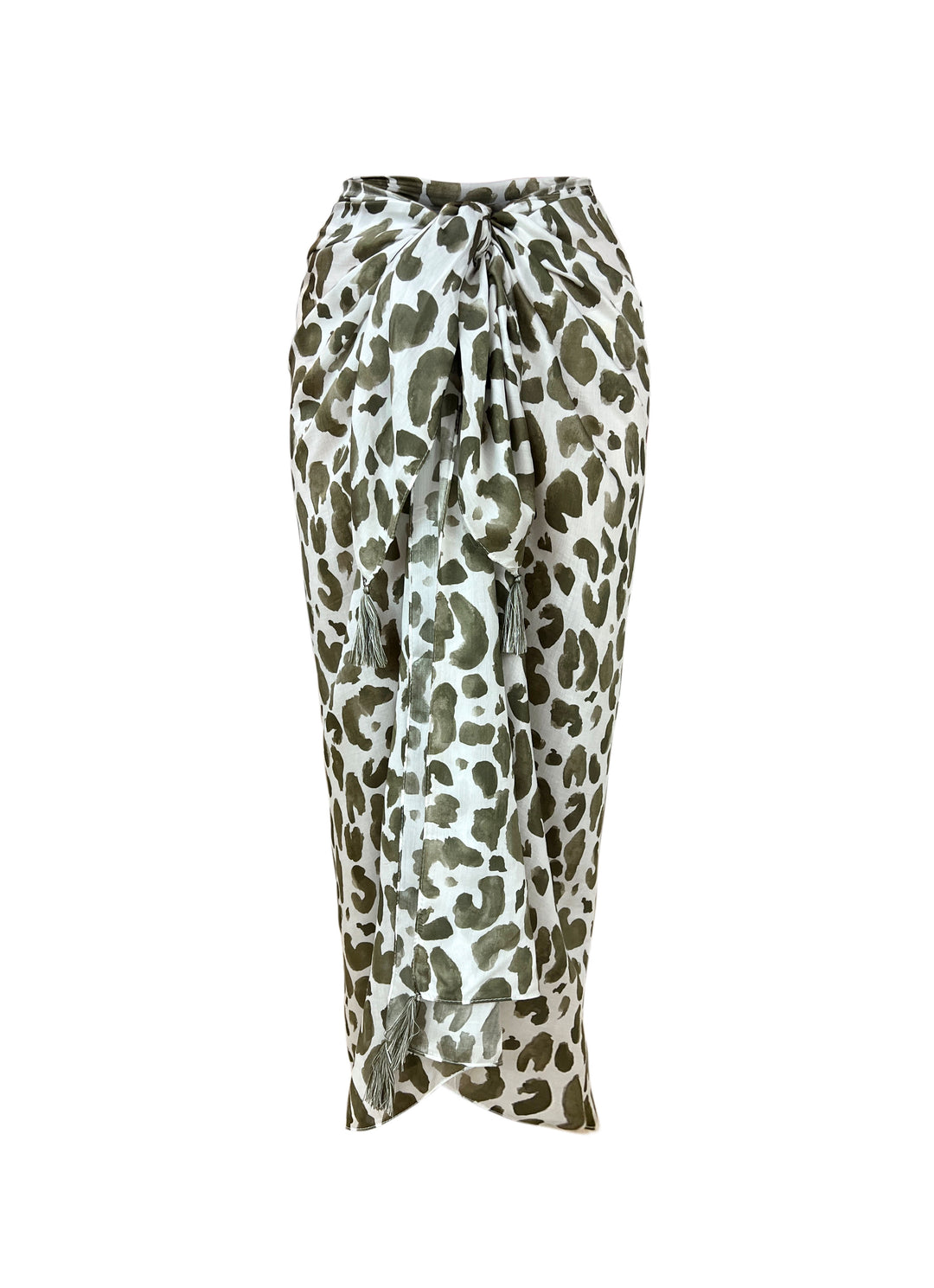 Leo Olive 105x150cm Pareo w Tassels - Resort Collection