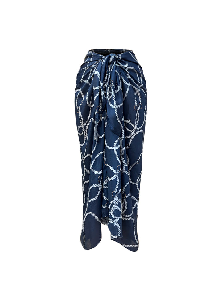 In The Navy Pareo w Tassels 105x150cm - Resort Collection
