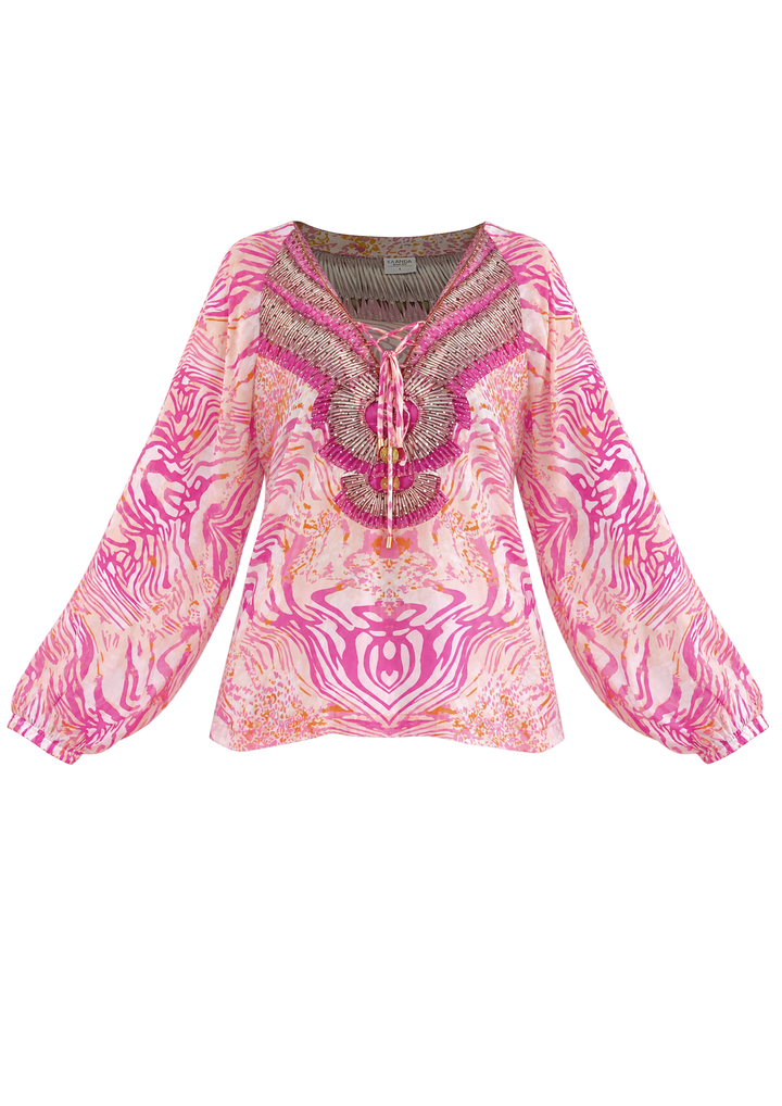 JENNY Lace Up Blouse - Resort Collection