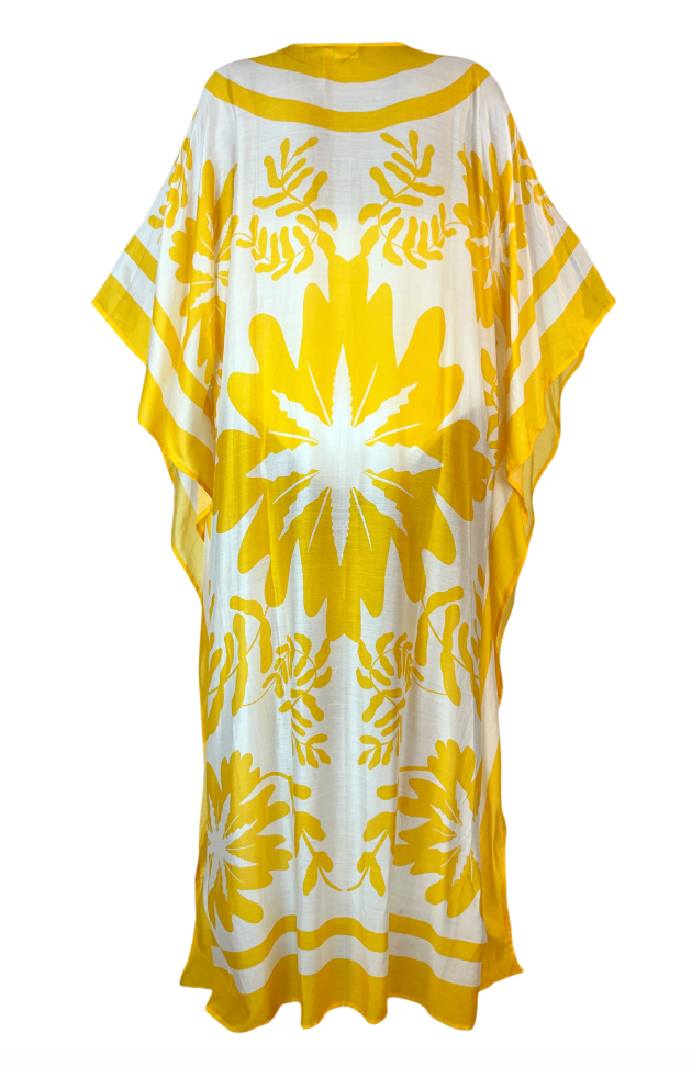 Leo Olive Offener Maxi-Kaftan – Resort-Kollektion