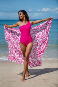 Leo Pink Pareo w Tassels 105x150cm - Resort Collection