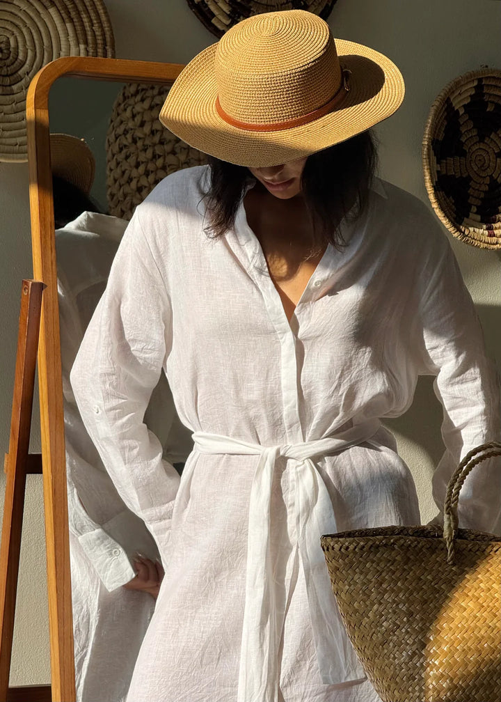 White Linen Shirt Dress - Resort Collection