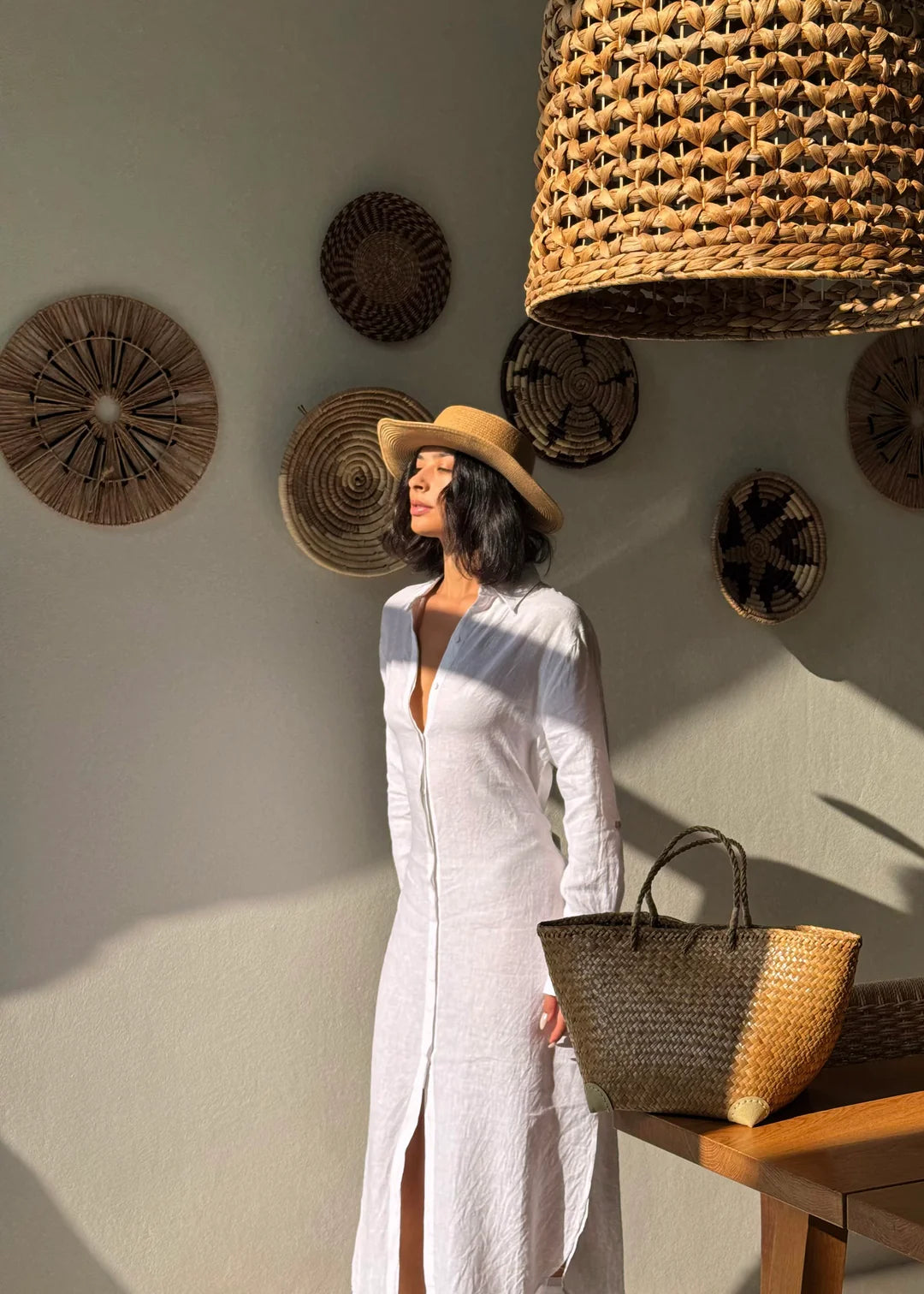 White Linen Shirt Dress