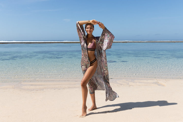 Maroon Maxi Kimono - Resort Collection