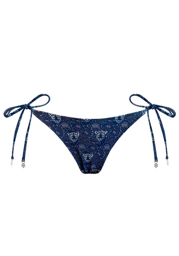 Navy Blue Panther Reversible Latin Tie Side Bottom