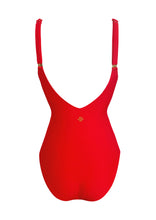 Cargar imagen en el visor de la galería, Red Butterfly Wrap Onepiece w Fix Cups and Adjustable Straps
