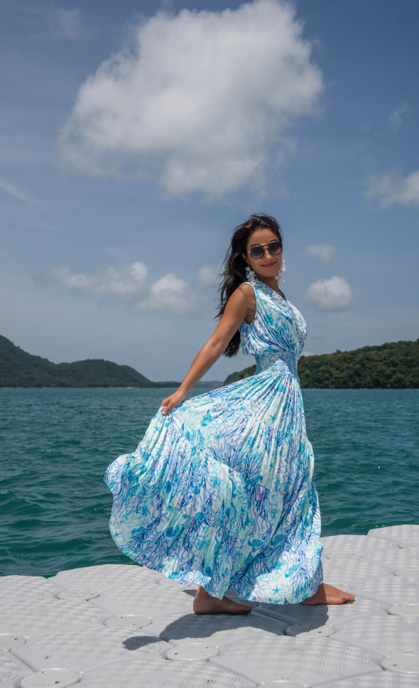 Coral Blue Maxi  Dress - Resort Collection