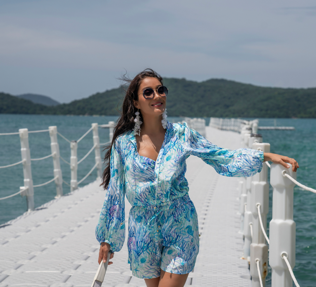 Coral Blue Samui Blouse - Resort Collection