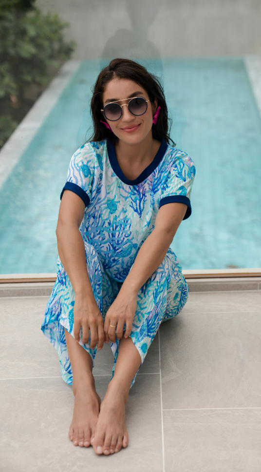 Coral Blue Maddy Pant - Resort Collection