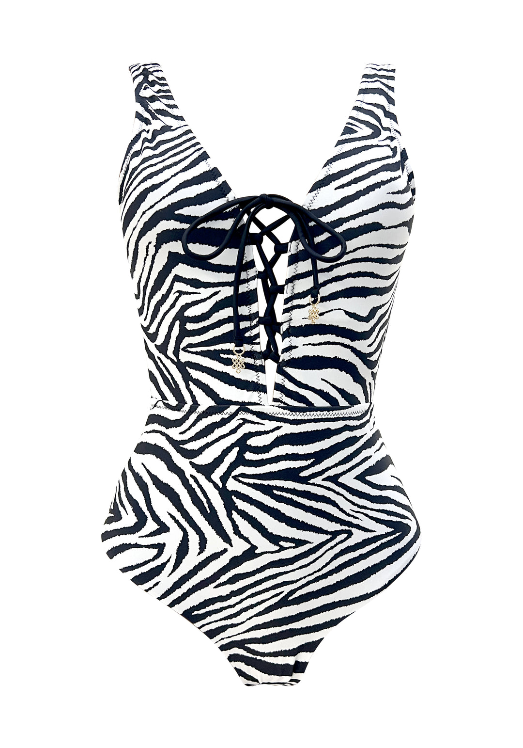 Stripes Deep Plunge Laceup Onepiece w