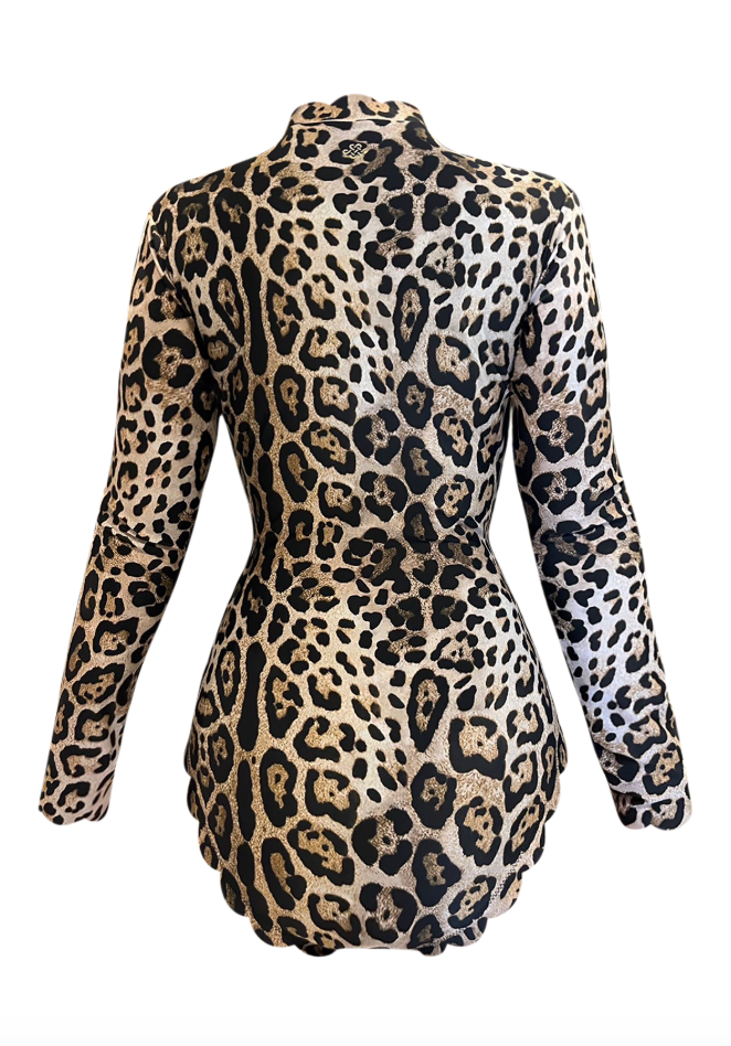 Venus Cheetah Long Sleeves One Piece