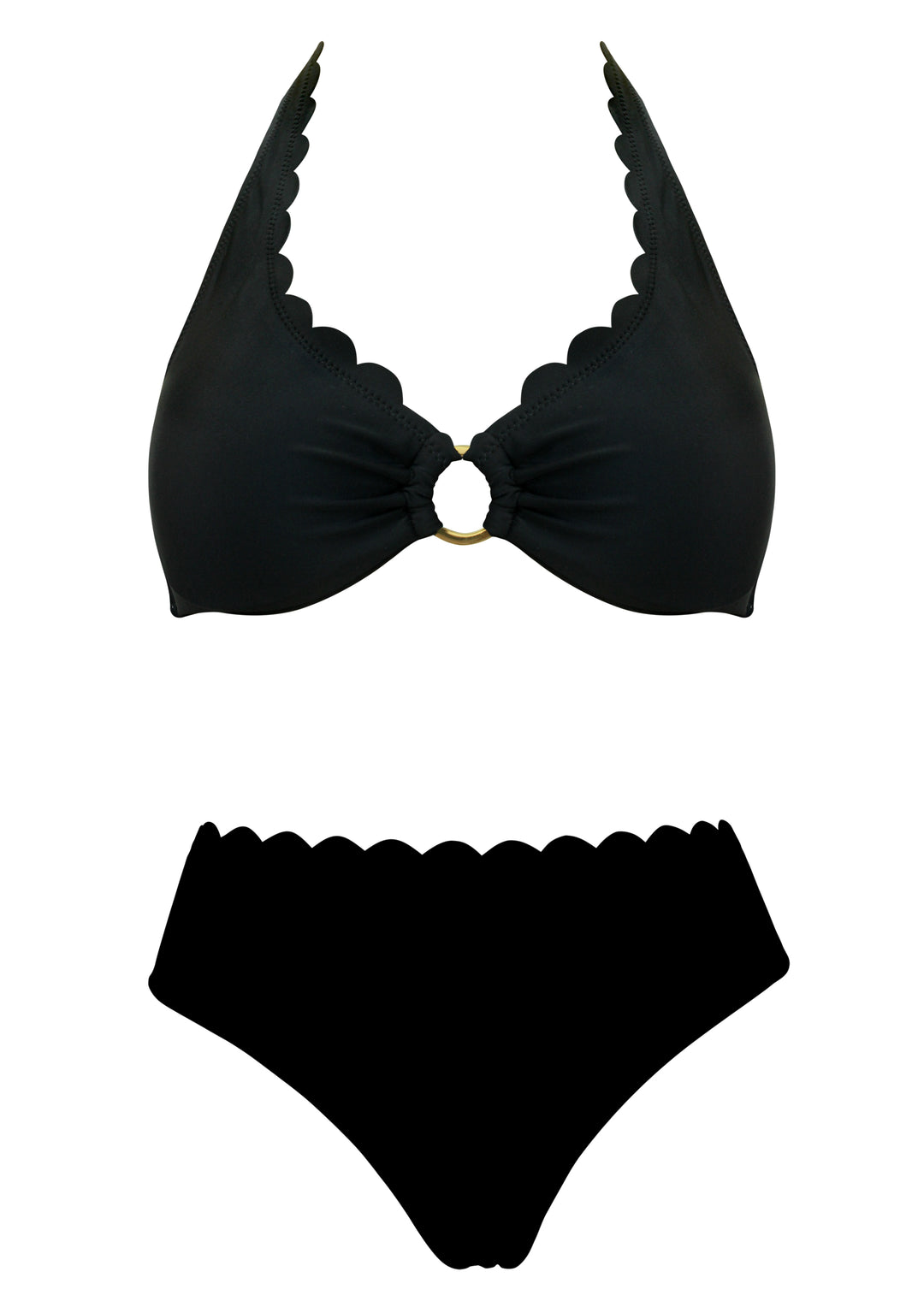 Venus Black UW Halter Top with Mid Rise Bottom