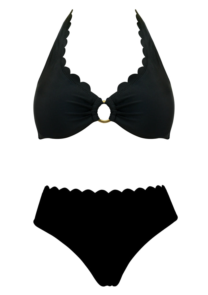 Venus Black UW Halter Top with Mid Rise Bottom
