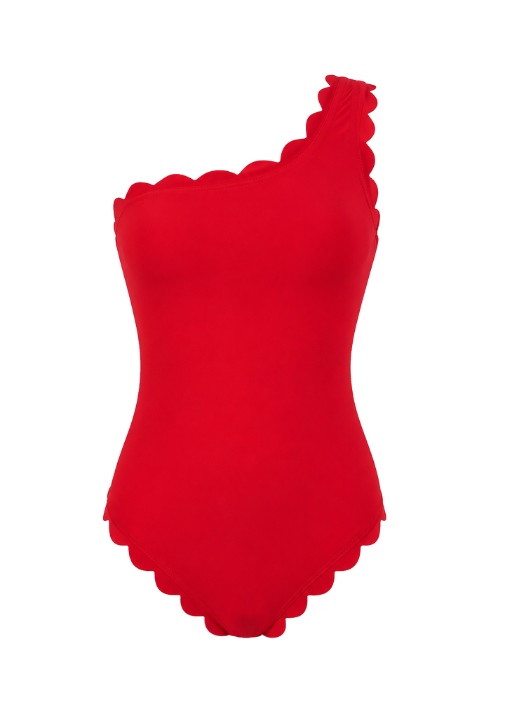Venus Red Over One Shoulder One piece