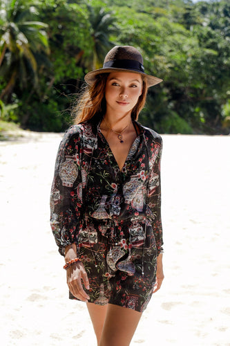 Schwarze Pompeii Samui Bluse – Resort Kollektion