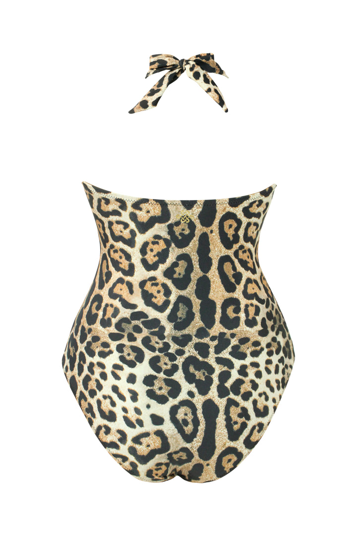 KAANDA CLASSIC Cheetah UW Front Twist Halter Onepiece